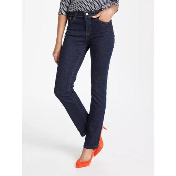 Boden Womens Trafalgar Straight Leg Jeans Size 4P Blue Dark Wash Mid Rise - Picture 1 of 12